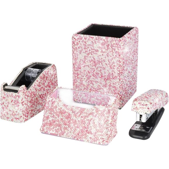 NEW Sparkling Bling Swarovski Crystal Rhinestone Desk Set: Black +Gift! - Picture 10 of 16